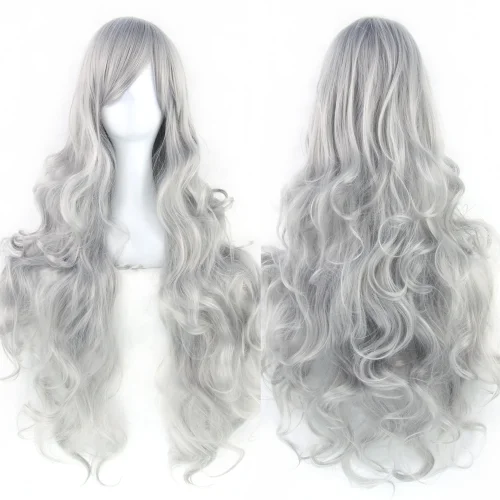 Imagen de Soowee, peluca verde de pelo sintético largo y rizado, peluca rosa y negra para fiesta, pelucas de Cosplay para mujer