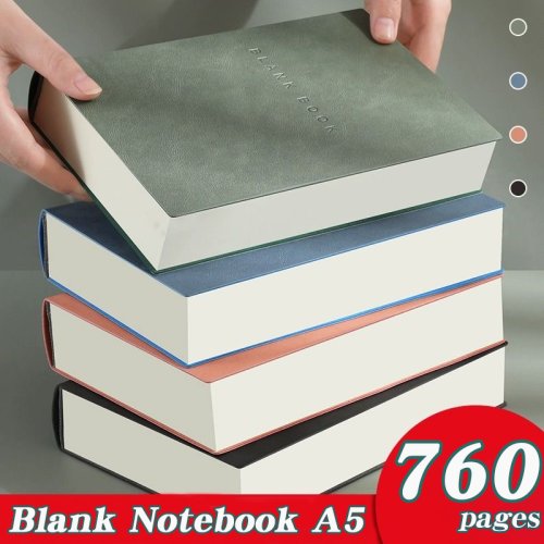 Immagine di Quaderno Super Spesso 760 Pagine A5 con Copertina in PU – Ideale per Schizzi, Graffiti e Note Creative – Forniture per Ufficio e Scuola