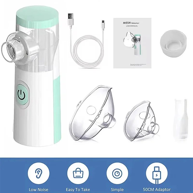 Afbeelding van Mini Medische Vernevelaar Handheld Vernevelaars Ultrasone Verstuivers Draagbare Mute Astma Inhalator voor Volwassenen Kinderen met USB