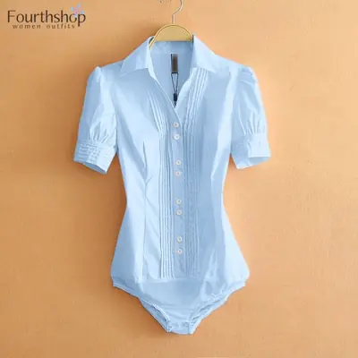 Image de Chemisier Blanc Slim Femme - Élégant & Professionnel
