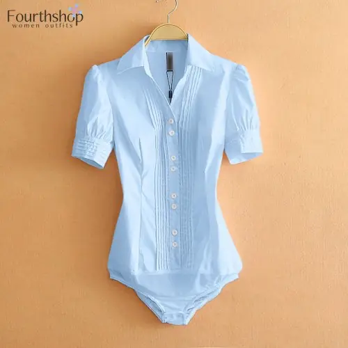Image de Chemisier Blanc Slim Femme - Élégant & Professionnel