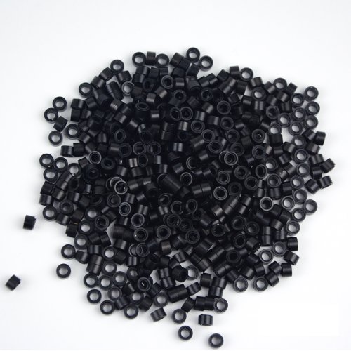 Immagine di 500 pezzi anelli per estensioni dei capelli 5.0X3.0X3.0mm micro perline per capelli con collegamento rivestito in silicone per estensioni dei capelli