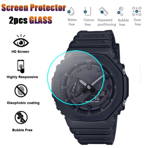 Imagen de 2 uds 9H vidrio templado para Casio G Shock GA-2100 GA-2000 GA-2110 GM-2100 GMA-S2100 GA-2200 GA-B2100 GMA-S2100 Protector de pantalla