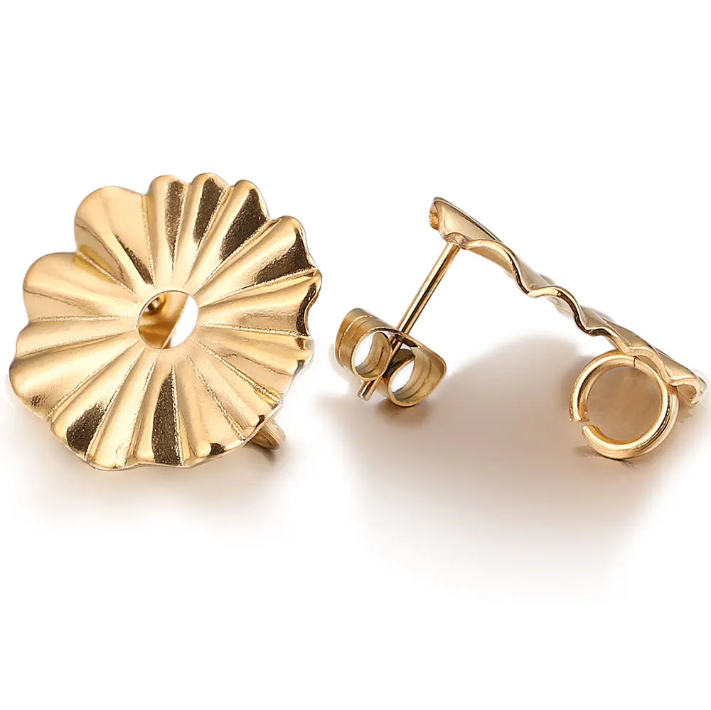 Image de Boucles d'oreilles dorées en acier inoxydable - Lot de 10