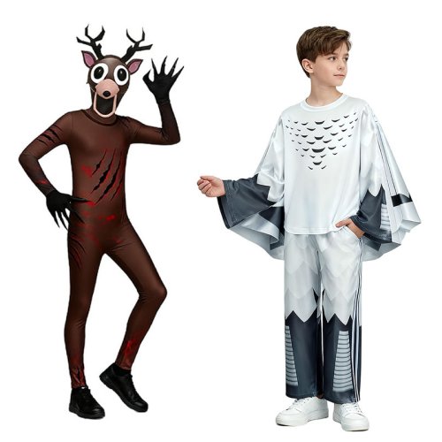 Imagen de Disfraz de Ciervo de 99 Noches en el Bosque con Diseño de Búho Horroroso: Disfraz de Halloween para Niños, Ideal como Regalo de Navidad con Temática de Reno de Pesadilla