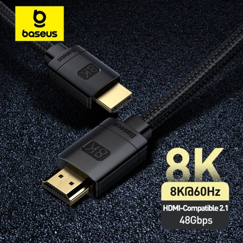 Imagen de Cable HDMI Baseus 8K 60Hz 48Gbps Compatible con Xiaomi Mi Box, PS5, PS4, 4K 2.0 y 8K 2.1 - Conectividad Digital de Alta Velocidad