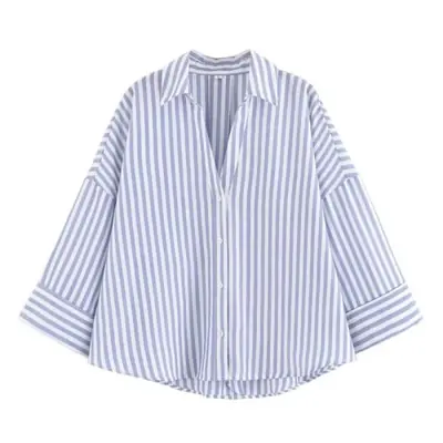 Image de Chemise femme manches larges asymétrique col Johnny
