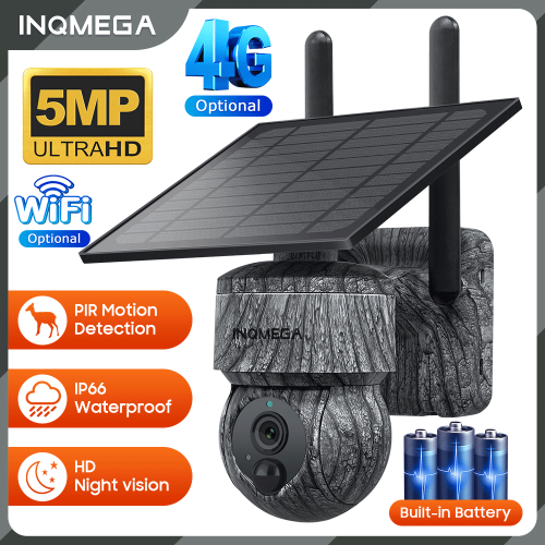 Image of INQMEGA 5MP 4MP WIFI Wireless PTZ Solar Camera 4G SIM With Solar Panel Two Way Audio Security Protection CCTV Camera Battery Cam