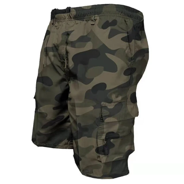 Immagine di Pantaloncini tattici da uomo Pantaloncini cargo casual estivi Al ginocchio Multi-tasche Elastico in vita Salopette da lavoro Pantaloni corti da uomo