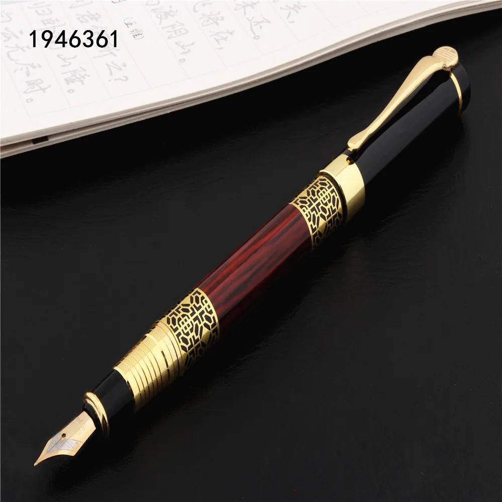 Afbeelding van Elegante Gouden Vulpen met Mahoniehout – Premium Schrijfplezier