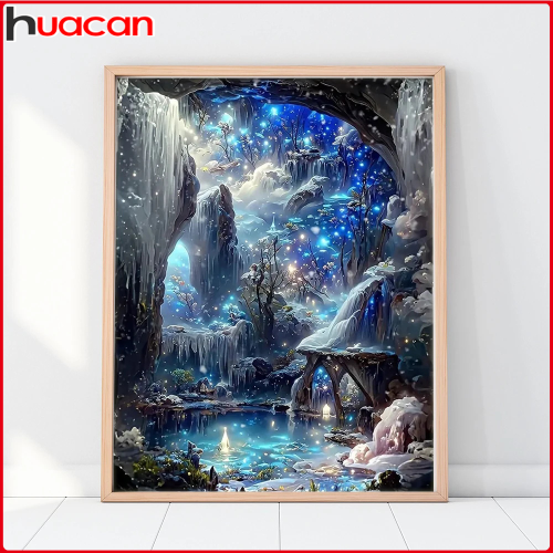 Imagen de Pintura de diamante 5D paisaje taladro redondo completo mosaico pinturas de fantasía para Interior 30x40cm