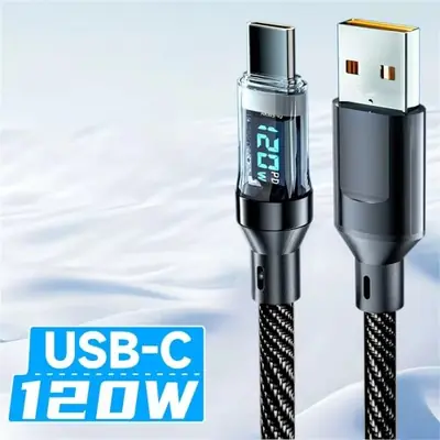 Image de Câble de charge rapide 120W USB-C à USB-C avec affichage LED