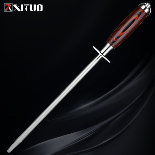 Image of Professional Diamond Knife Sharpener 12 inch Color Wood Handle Handheld Kitchen Knife Sharpener Knife Fast sharp for All Knives