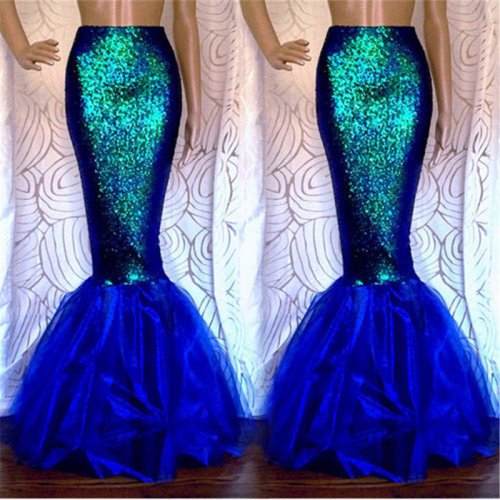Image of Elegant Mermaid Maxi Skirt for Women – Fancy Long Party Dress with Christmas & Cosplay Theme – Perfect for Festive Events and Costume Parties