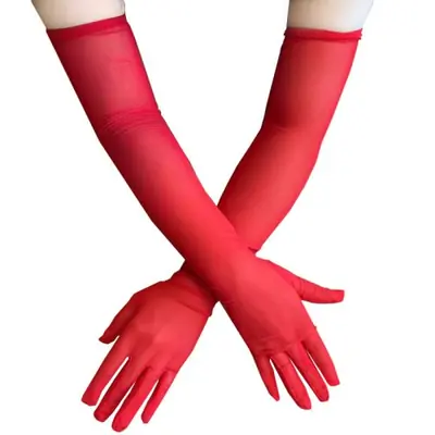 Image de Gants Longs Transparent Dentelle 55cm - Sexy & Élastiques