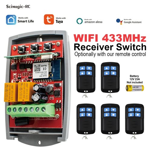Bild von 433 MHz Universal Tuya Smart wifi Garage Türöffner 2CH 12 V 24 V 220 V Drahtlose Fernbedienung Schalter empfänger Tor Tansmitter 433