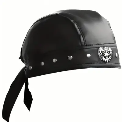 Image de Casque Moto Crâne en Cuir Noir - Style Urban Biker